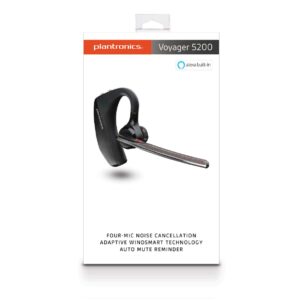 Poly Voyager 5200 Wireless Headset (Plantronics) - Single-Ear Bluetooth Headset w/Noise-Canceling Mic - Ergonomic Design - Voice Controls - Lightweight - Connect to Mobile/Tablet via Bluetooth