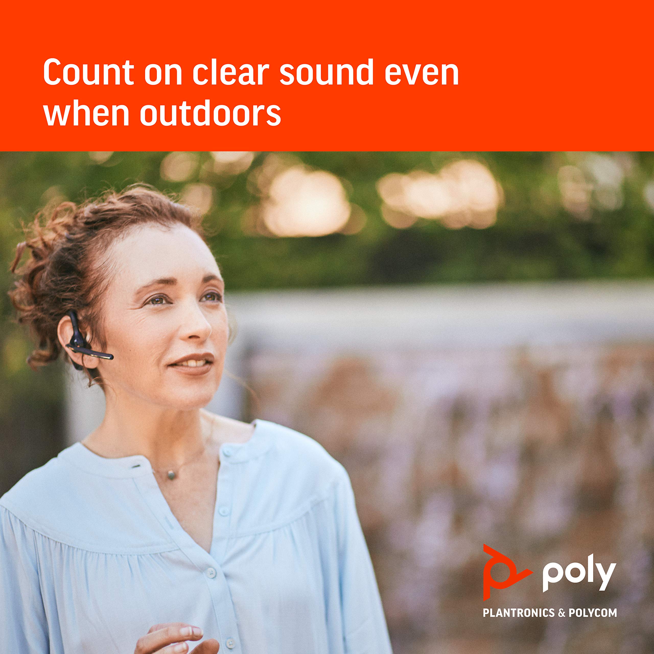 Poly Voyager 5200 Wireless Headset (Plantronics) - Single-Ear Bluetooth Headset w/Noise-Canceling Mic - Ergonomic Design - Voice Controls - Lightweight - Connect to Mobile/Tablet via Bluetooth