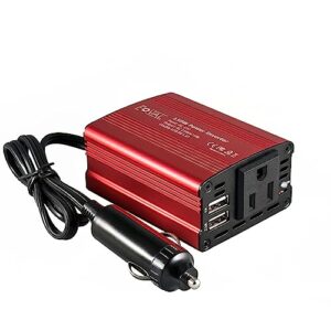 foval 150w car power inverter 12v dc to 110v ac converter vehicle adapter plug outlet with 3.1a dual usb car charger for laptop computer