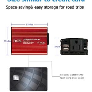 FOVAL 150W Car Power Inverter 12V DC to 110V AC Converter Vehicle Adapter Plug Outlet with 3.1A Dual USB Car Charger for Laptop Computer