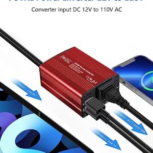 FOVAL 150W Car Power Inverter 12V DC to 110V AC Converter Vehicle Adapter Plug Outlet with 3.1A Dual USB Car Charger for Laptop Computer