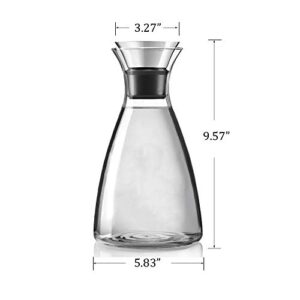 Artcome 55 Oz Heat Resistant Borosilicate Water Carafe Glass Pitcher with Stainless Steel Flow Lid