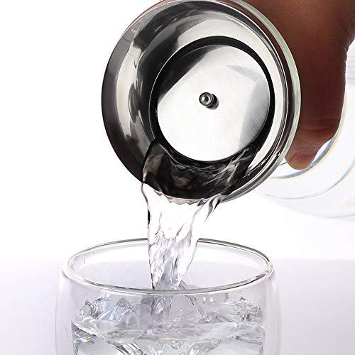 Artcome 55 Oz Heat Resistant Borosilicate Water Carafe Glass Pitcher with Stainless Steel Flow Lid