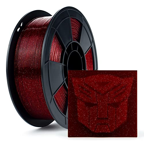 ZIRO PLA Glitter Filament 1.75mm,3D Printer Filament PLA 1.75mm Twinkling Color Series 1KG(2.2lbs), Dimensional Accuracy +/- 0.05mm,Twinkling Red