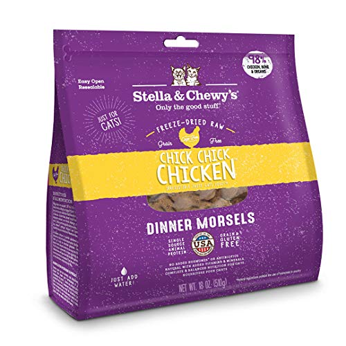 Stella & Chewy’s Freeze-Dried Raw Cat Dinner Morsels – Grain Free, Protein Rich Cat & Kitten Food – Chick Chick Chicken Recipe – 18 oz Bag