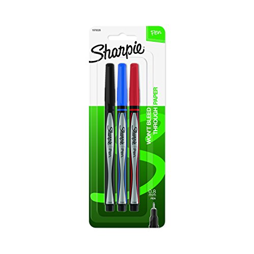 SHARPIE Pens, Fine Point (0.8mm), Assorted Colors, 3 Count