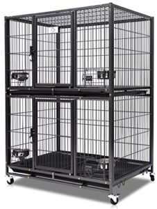 new 37" homey pet two tier pet dog cat cage with feeding door and bowls