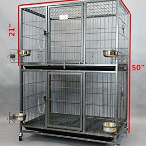 New 37" Homey Pet Two Tier Pet Dog Cat Cage with Feeding Door and Bowls