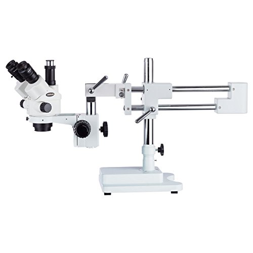 AmScope - SM-4NTP 7X-45X Simul-Focal Stereo Lockable Zoom Microscope on Dual Arm Boom Stand