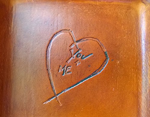 3rd Anniversary Leather Tray. Distressed Leather Valet with Heart.