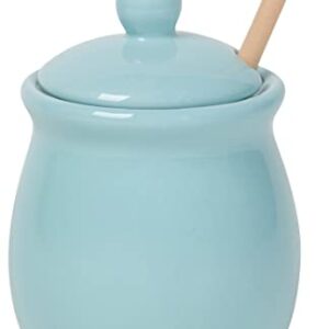 Now Designs Honey Pot with Wood Honey Dipper, Eggshell Blue