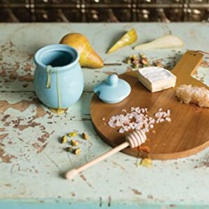 Now Designs Honey Pot with Wood Honey Dipper, Eggshell Blue