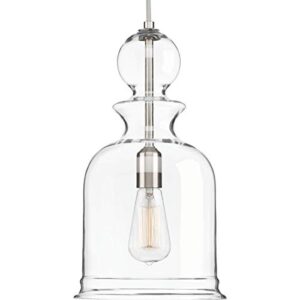 staunton collection 1-light clear glass global pendant light brushed nickel