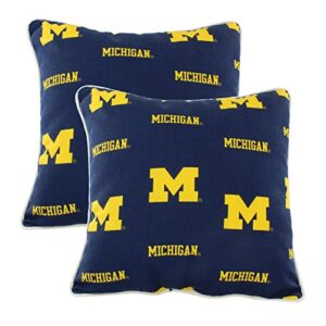 college covers outdoor decorative pillow pillow, 2 count (pack of 1), michigan wolverines