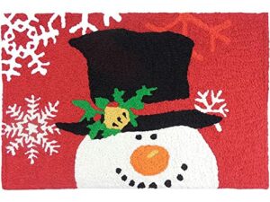 jellybean snowman with magic hat winter holiday décor indoor/outdoor washable 21" x 33" accent rug