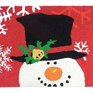 Jellybean Snowman with Magic Hat Winter Holiday Décor Indoor/Outdoor Washable 21" X 33" Accent Rug