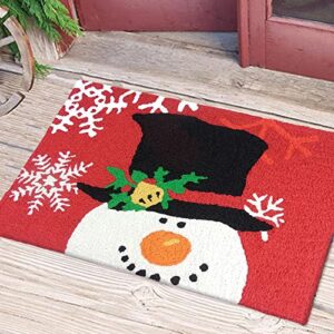 Jellybean Snowman with Magic Hat Winter Holiday Décor Indoor/Outdoor Washable 21" X 33" Accent Rug