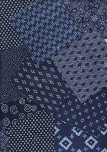 japanese asian quilting fabric - japanese traditional indigo - 6" charm pack squares