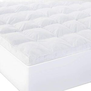 malouf plush down alternative fiber bed mattress topper with pure cotton cover - king, white