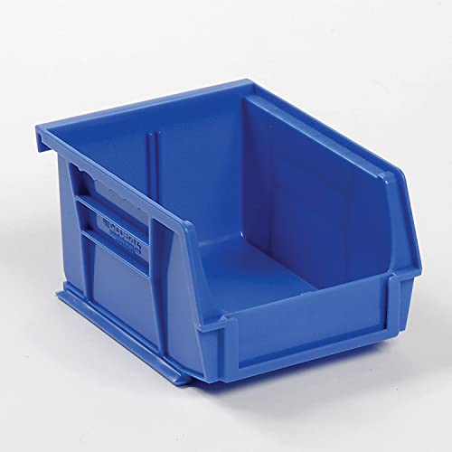 Plastic Stacking And Hanging Bin - Small Parts Storage - 4-1/8 x 5-3/8 x 3, Blue - Lot of 24