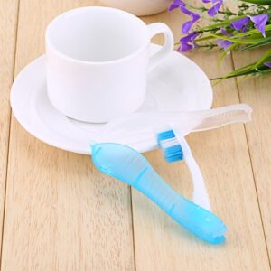 Yosoo Light Blue Portable Compact Foldable Toothbrush, Toothbrush Rod can be Opened and Deposited into Brush, Keep Brush Clean,for Travel Camping Hiking or Outdoor Acivities