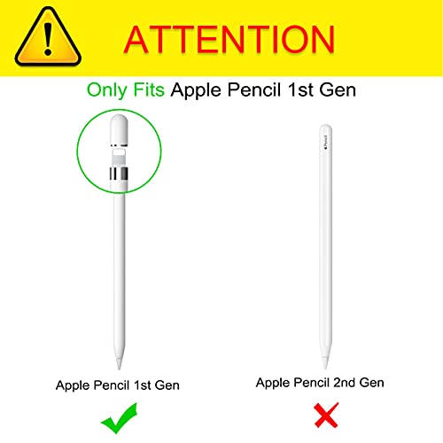 Fintie 3 Pieces Silicone Bundle Compatible with Apple Pencil 1st Generation, Soft Protective Cover Accessories Pencil Cap Holder with Nib Cover, Cable Adapter Tether, White
