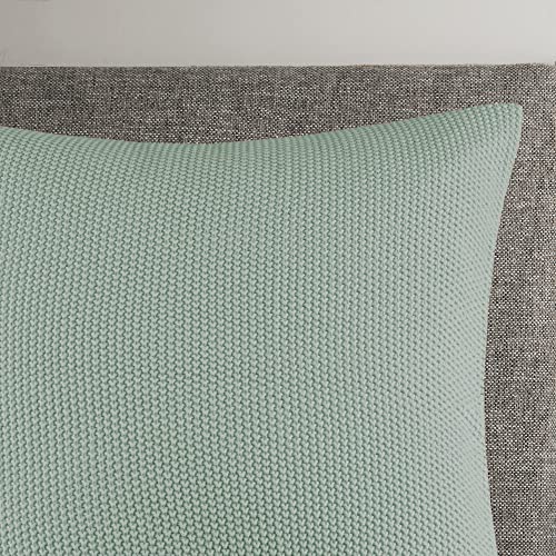 INK+IVY Bree Knit Throw Pillow Cover, Casual Oblong Decorative Pillow Cover, 12X20, Aqua