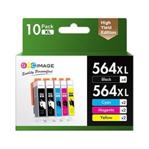 gpc image compatible ink cartridge replacement for hp 564xl 564 xl ink use with deskjet 3520 3522 officejet 4620 photosmart 5520 6510 6515 6520 7520 7525 d7560 printer (black cyan magenta yellow, 10p)