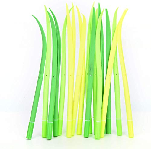 Drhob12pcs/lot Creative Cute Stationery Tiny Green Grass Gel Pen Blade Grass Potting Decoration Zakka Black Refill Gel Pen School Office Supplies