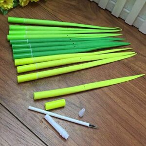 Drhob12pcs/lot Creative Cute Stationery Tiny Green Grass Gel Pen Blade Grass Potting Decoration Zakka Black Refill Gel Pen School Office Supplies