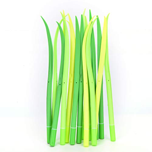 Drhob12pcs/lot Creative Cute Stationery Tiny Green Grass Gel Pen Blade Grass Potting Decoration Zakka Black Refill Gel Pen School Office Supplies