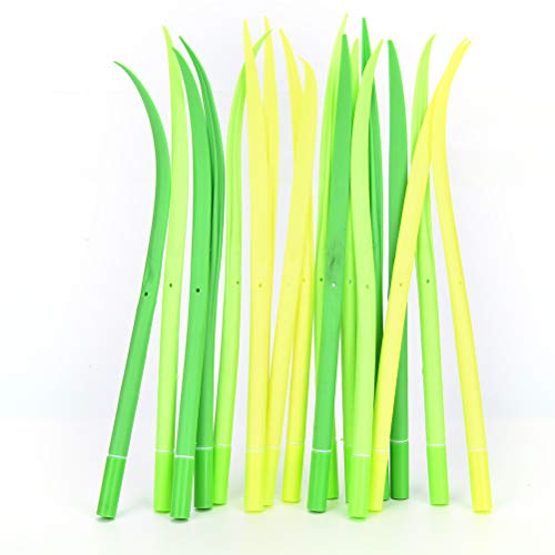 Drhob12pcs/lot Creative Cute Stationery Tiny Green Grass Gel Pen Blade Grass Potting Decoration Zakka Black Refill Gel Pen School Office Supplies