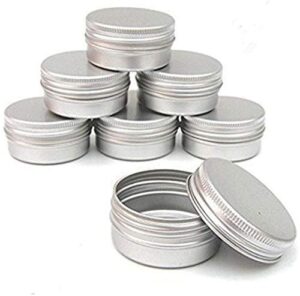 healthcom 12 pack 2 oz/60ml round aluminum tin cans screw top metal lid tins makeup cream lip balm jars empty cosmetic storage sample container boxes organization for lip balm salve crafts spice candles tea gifts,silver