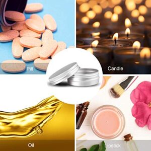 Healthcom 12 Pack 2 Oz/60ml Round Aluminum Tin Cans Screw Top Metal Lid Tins Makeup Cream Lip Balm Jars Empty Cosmetic Storage Sample Container Boxes Organization for Lip Balm Salve Crafts Spice Candles Tea Gifts,Silver