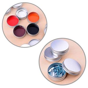 Healthcom 12 Pack 2 Oz/60ml Round Aluminum Tin Cans Screw Top Metal Lid Tins Makeup Cream Lip Balm Jars Empty Cosmetic Storage Sample Container Boxes Organization for Lip Balm Salve Crafts Spice Candles Tea Gifts,Silver
