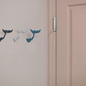 Zeckos Set of 4 Colorful Cast Iron Whale Tail Wall Hooks Decorative Coastal Metal Hangers