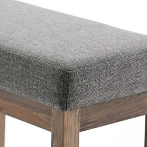 SIMPLIHOME Milltown 26 inch Wide Rectangle Ottoman Bench Grey Footstool, Linen Look Polyester Fabric for Living Room, Bedroom, Contemporary Modern