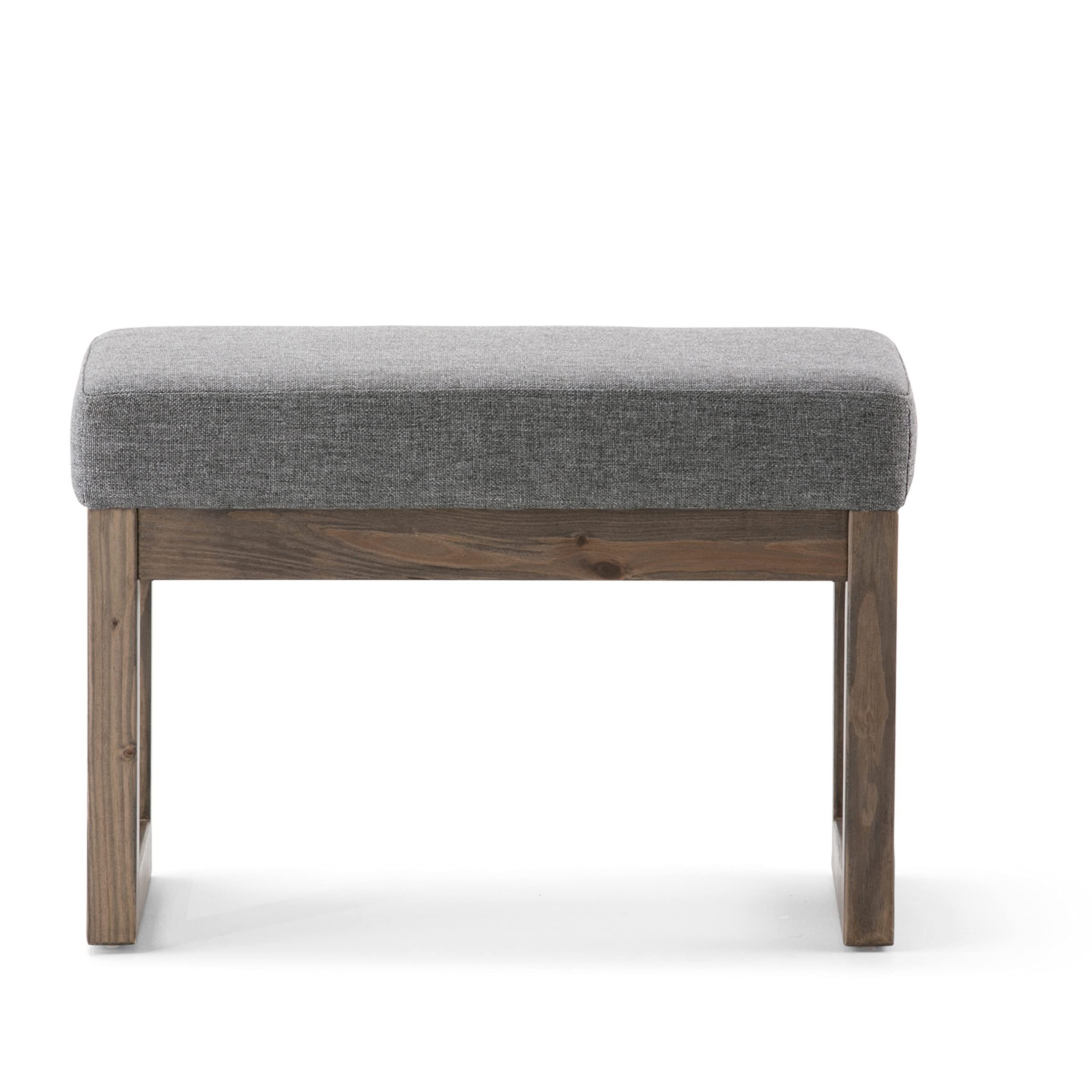 SIMPLIHOME Milltown 26 inch Wide Rectangle Ottoman Bench Grey Footstool, Linen Look Polyester Fabric for Living Room, Bedroom, Contemporary Modern