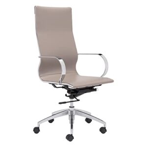 zuo glider hi back office chair, taupe