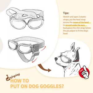 Enjoying Dog Sunglasses Small Breed Dogs Goggles UV Protection Eye Wear Windproof Anti-Fog Pet Glasses for Doggy About Over 5 lbs, Black