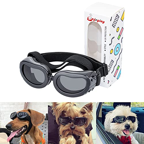 Enjoying Dog Sunglasses Small Breed Dogs Goggles UV Protection Eye Wear Windproof Anti-Fog Pet Glasses for Doggy About Over 5 lbs, Black