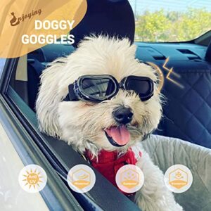 Enjoying Dog Sunglasses Small Breed Dogs Goggles UV Protection Eye Wear Windproof Anti-Fog Pet Glasses for Doggy About Over 5 lbs, Black