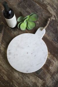 kalalou round white marble cutting board, one size,off-white