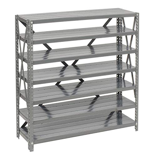 Global Industrial 7 Shelf Steel Shelving with (36) 4" H Plastic Shelf Bins, Beige, 36x12x39