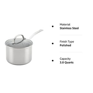 Farberware Millennium Stainless Steel Sauce Pan/Saucepan with Lid, 3 Quart, Silver