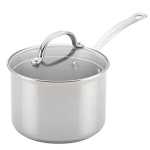farberware millennium stainless steel sauce pan/saucepan with lid, 3 quart, silver