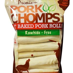 Pork Chomps Baked Pork Skin Dog Chews, 8-inch Rolls, 18 Count