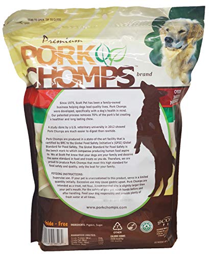 Pork Chomps Baked Pork Skin Dog Chews, 8-inch Rolls, 18 Count