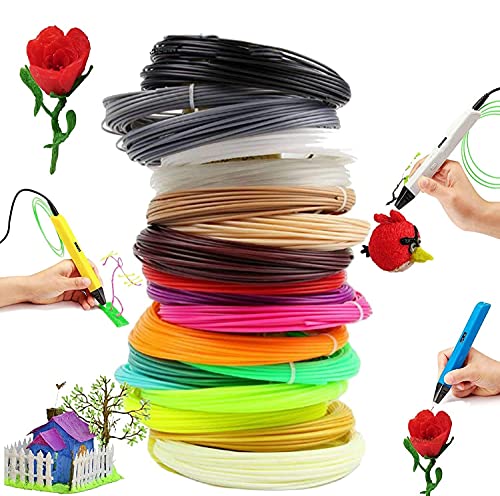 3D Pen / 3D Printer Filament PLA 1.75mm Plastic 328 Linear Feet. Pack of 20 Colors Filaments 16.4 ft Each. Each Color in a Separate Vacuum Sealed Pack for Easy use