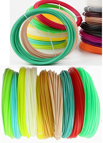 3D Pen / 3D Printer Filament PLA 1.75mm Plastic 328 Linear Feet. Pack of 20 Colors Filaments 16.4 ft Each. Each Color in a Separate Vacuum Sealed Pack for Easy use